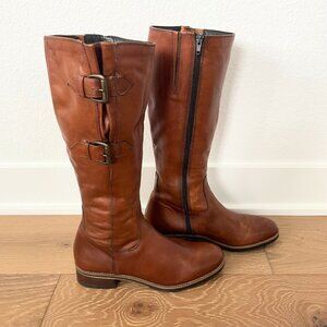 Clarks Boots Women 9.5 Leather Tamro Spice Tan Brown Zipper Knee High 26130636